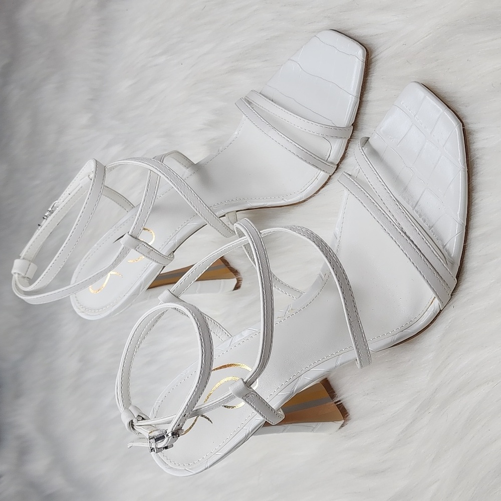 Sam Edelman Lela Strappy High Heels White Leather New In Box - Picture 9 of 17